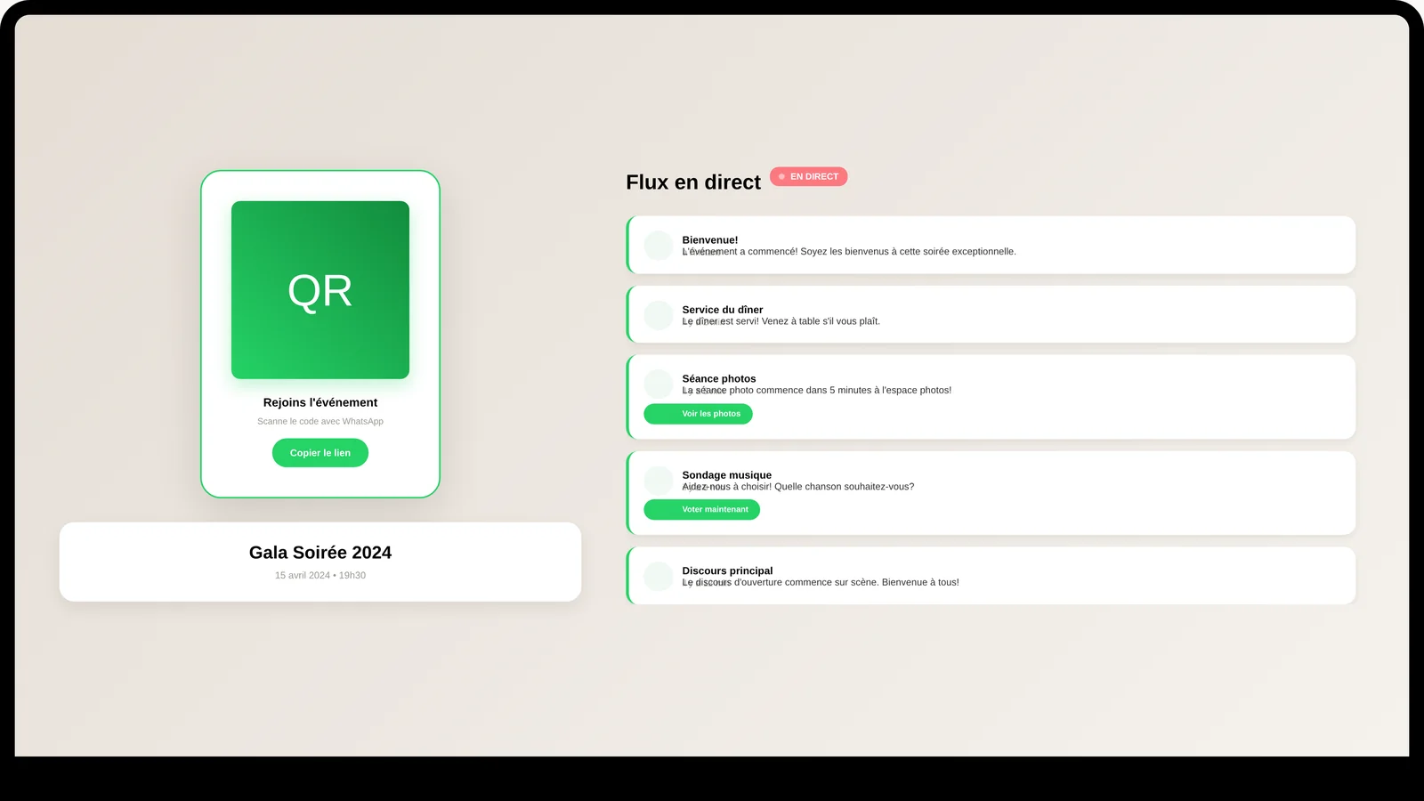 Bot WhatsApp Régie : console organisateur