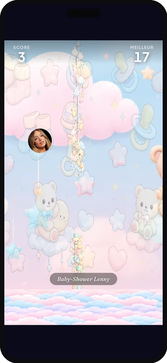 Mini-jeu Doodle Jump : baby shower