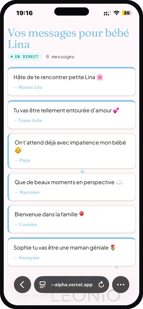 Mur de messages iPhone gauche