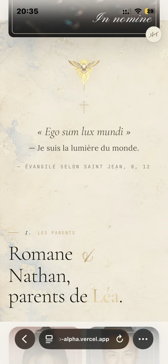iPhone : site baptême Lumen